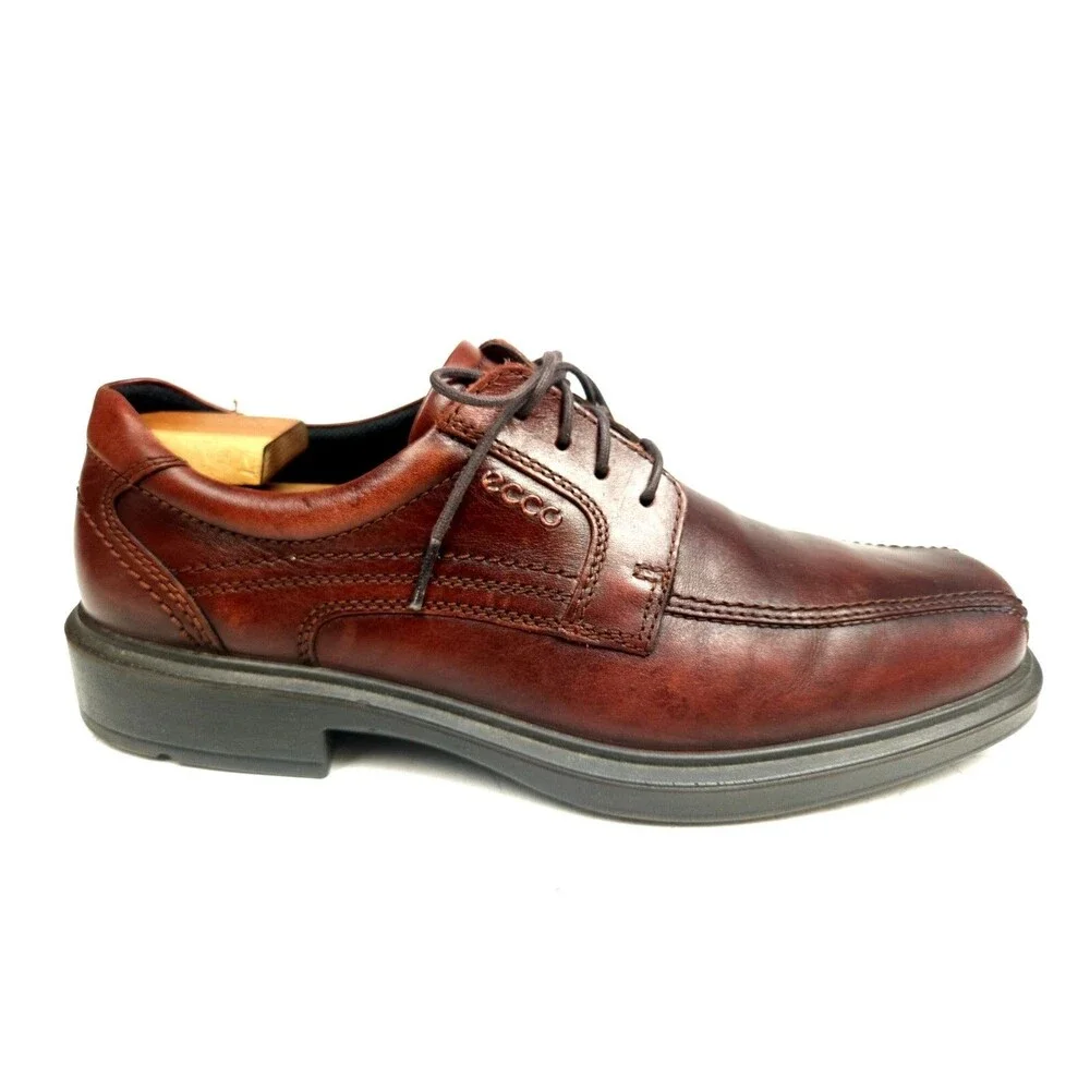 ECCO Mens Helsinki Bicycle Toe Tie Cocoa Brown Leather Oxfords Eur 44 US 10-10.5
